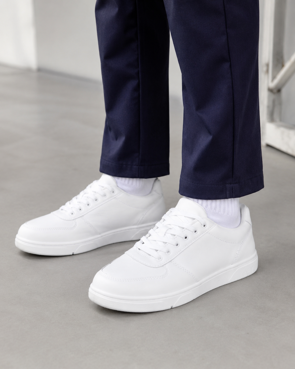 Boys White School Joggers