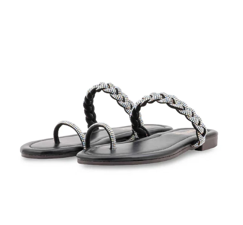 Girls Black Fancy Slipper