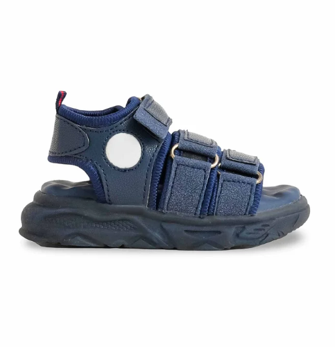 Kids' Navy Blue Triple Hook & Loop Casual Sneakers