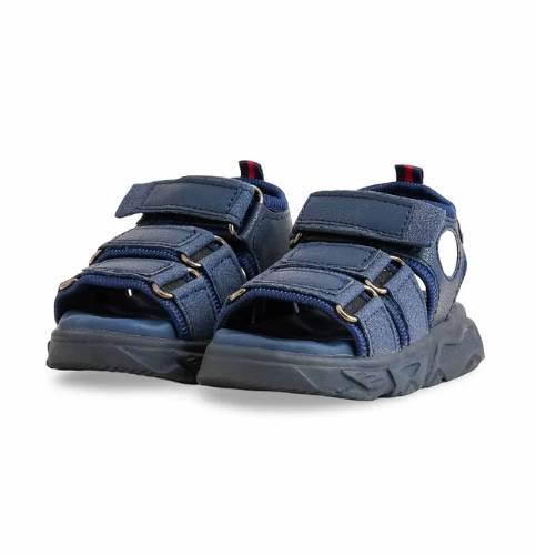 Kids' Navy Blue Triple Hook & Loop Casual Sneakers