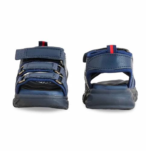 Kids' Navy Blue Triple Hook & Loop Casual Sneakers
