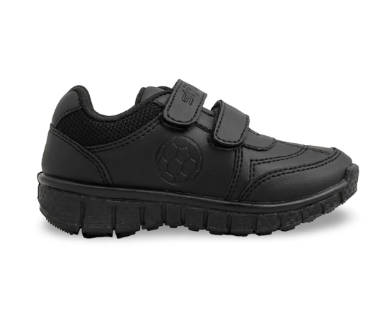 Boys Black Dual Strap Schools Shoes