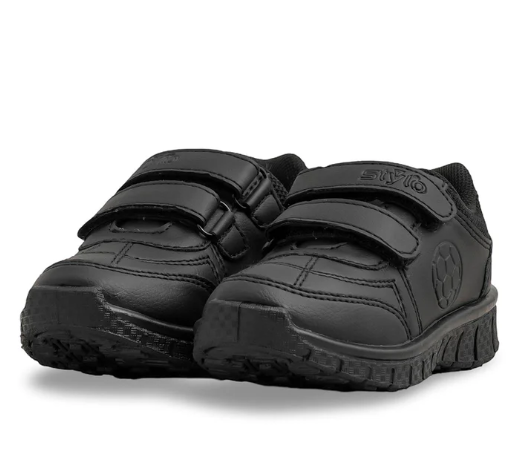 Boys Black Dual Strap Schools Shoes