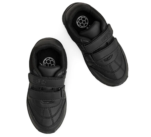 Boys Black Dual Strap Schools Shoes